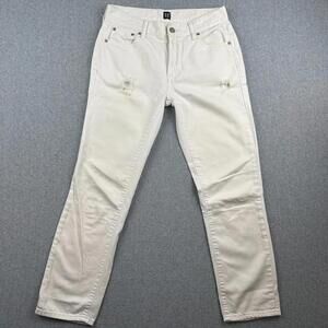 Gap Jeans Best Girlfriend Women's 26 Regular‎ White Distressed Straight Denim